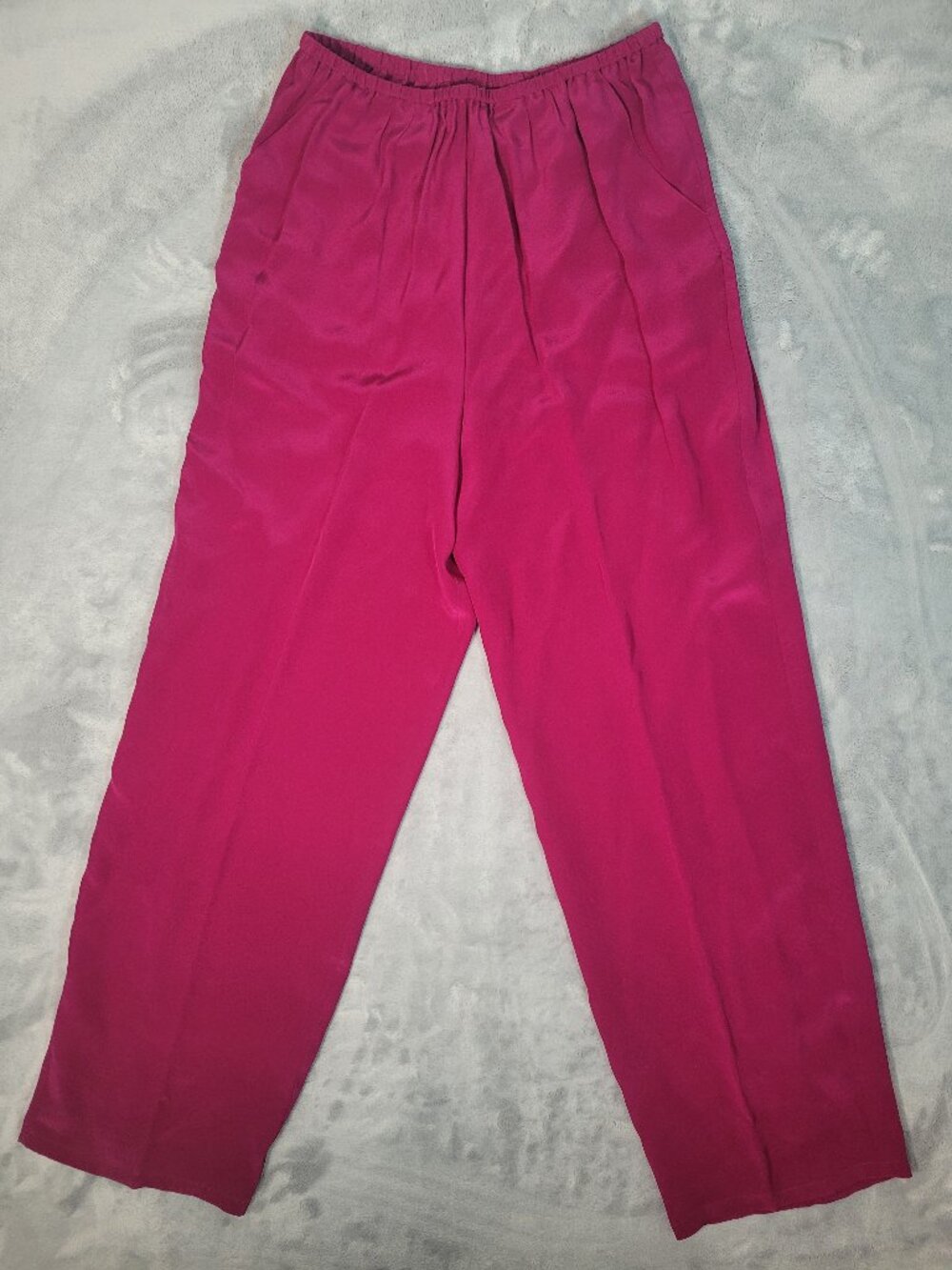 Diane Von Furstenberg High Waisted Pull-On 100%Silk Pants Sz S Magenta PurpleNWT